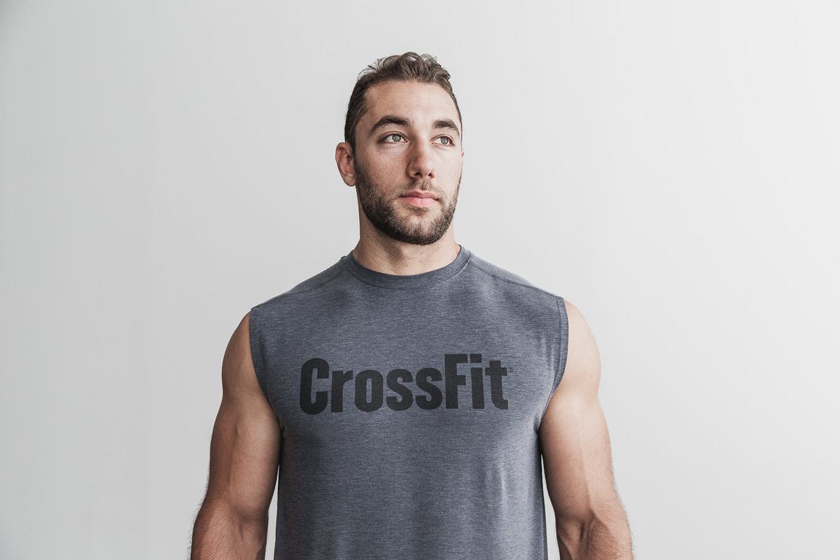 Nobull Crossfit® Sleeveless Men's T Shirts Deep Grey | Australia (FX0582)